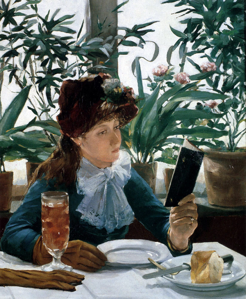  Alexandre-Auguste Hannotiau La Lecture Au Cafe - Canvas Print