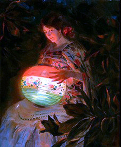  Julio Vila Prades La nina de la Lampara - Canvas Print