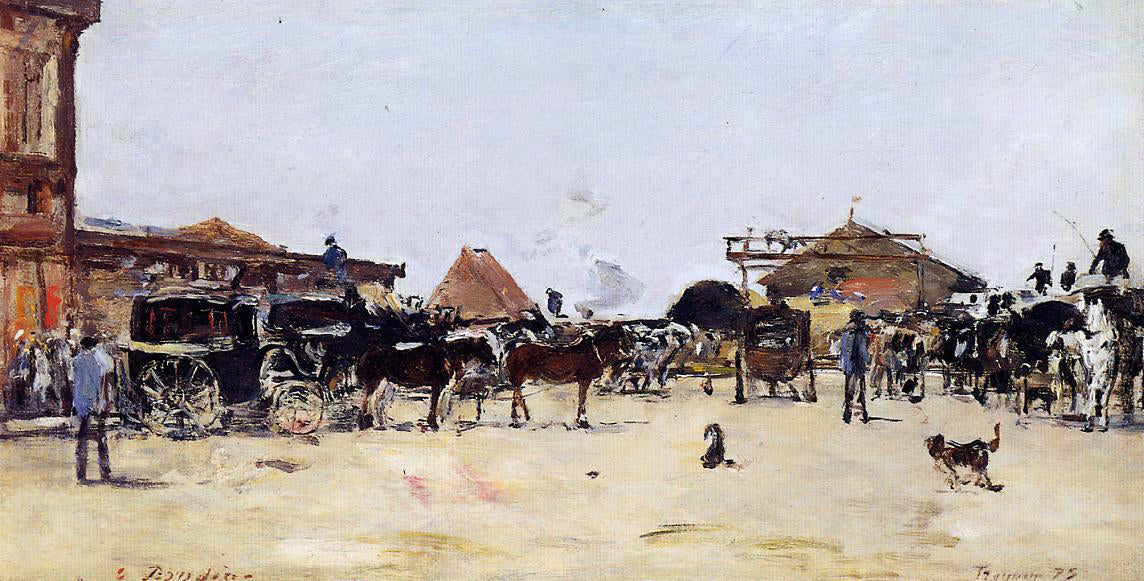  Eugene-Louis Boudin La Place de la Gare, Deauville - Canvas Print