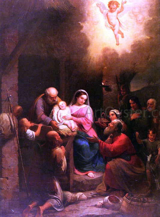  Natale Schiavoni La Vista De' Pastori Al Bambino Gesu Nel Presepio - Canvas Print
