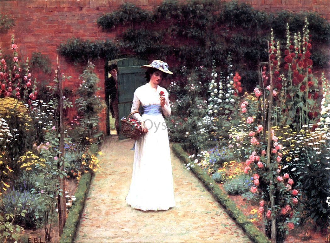  Edmund Blair Leighton A Lady in a Garden - Canvas Print