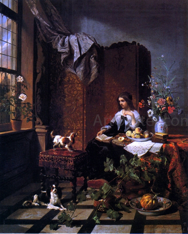  David Emile Joseph De Noter Lady in an Elegant Interior - Canvas Print