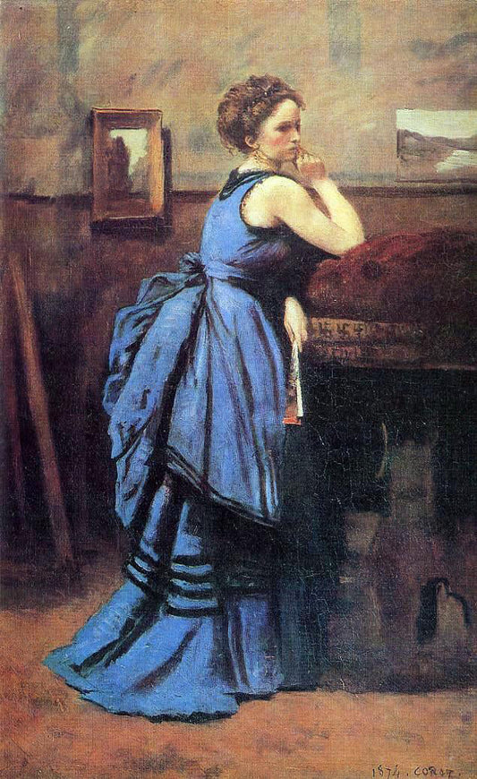  Jean-Baptiste-Camille Corot Lady in Blue - Canvas Print