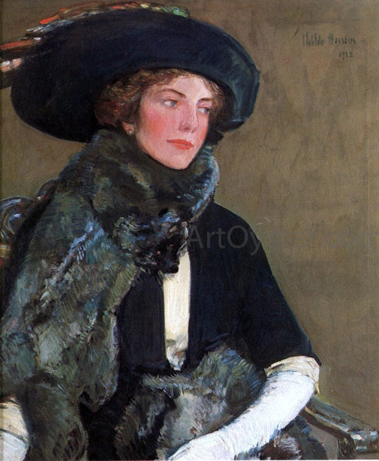  Frederick Childe Hassam Lady in Furs (also known as Mrs. Charles A. Searles) - Canvas Print