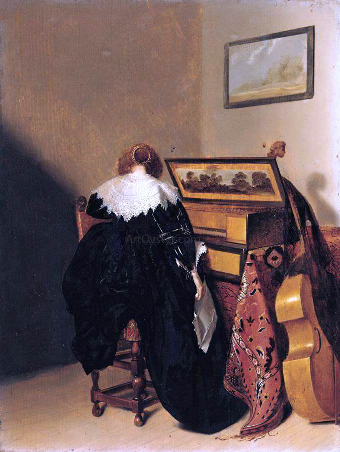  Pieter Codde Lady Seated at Virginals - Canvas Print