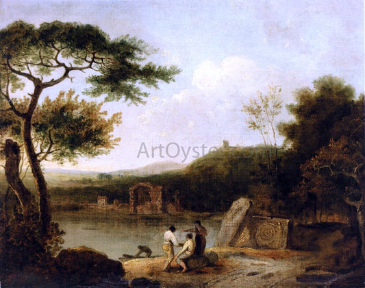  Richard R A Lake Avernus with Figures in the Foreground and the Temple of Apollo Beyond - Canvas Print