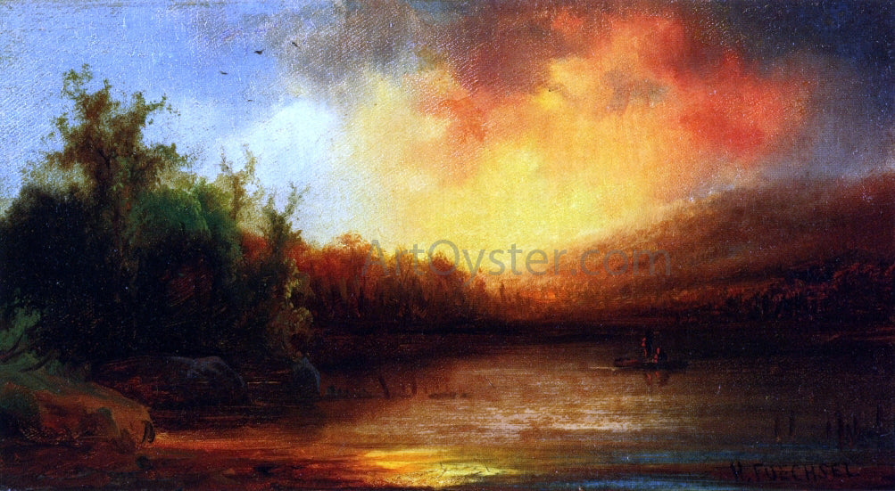  Hermann Fuechsel Lake Scene - Canvas Print