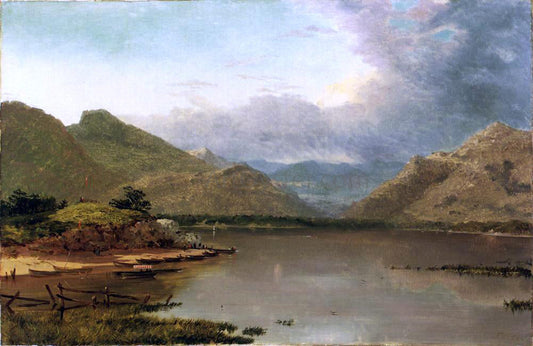  John Frederick Kensett Lake with Boaters - Canvas Print