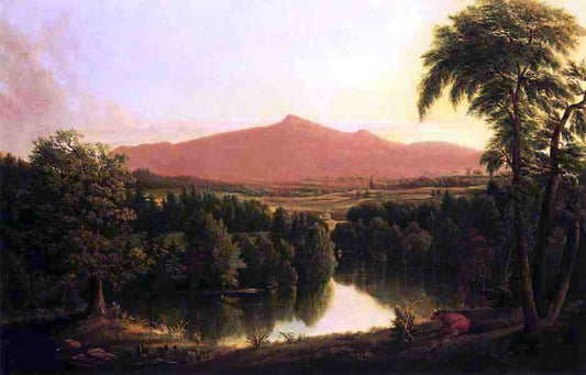  Jesse Talbot Landscape by a River with Mountains in the Distance - Canvas Print