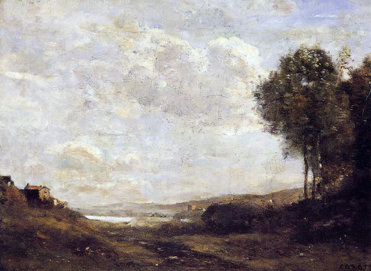  Jean-Baptiste-Camille Corot Landscape by the Lake - Canvas Print