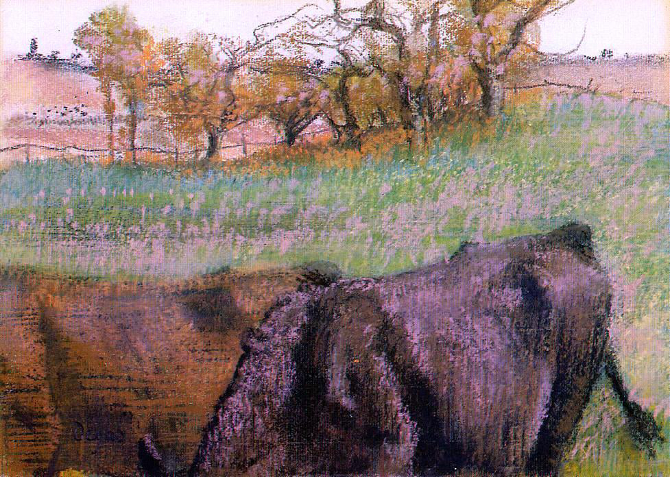  Edgar Degas Landscape: Cows in the Foreground - Canvas Print