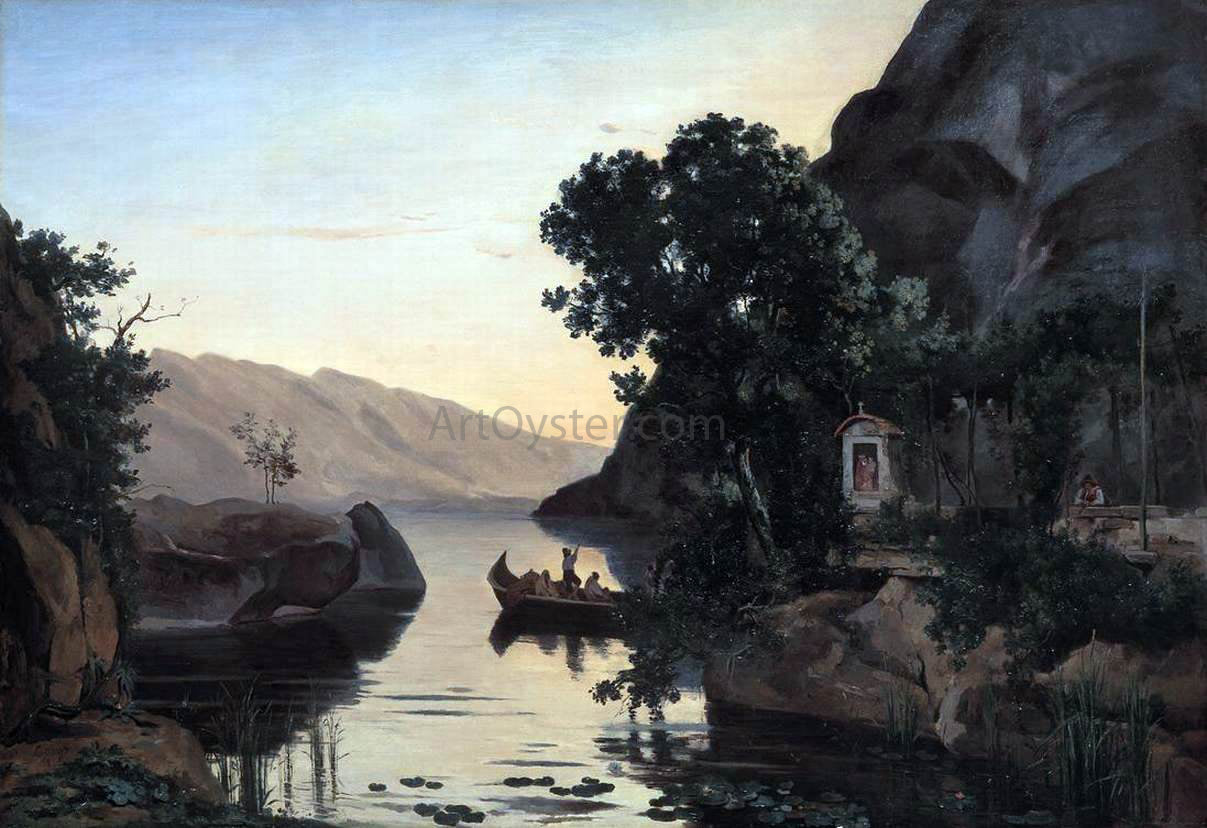  Jean-Baptiste-Camille Corot Landscape near Riva on Lake Garda - Canvas Print