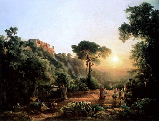  The Elder Karoly Marko Landscape near Tivoli with Vintager Scens - Canvas Print
