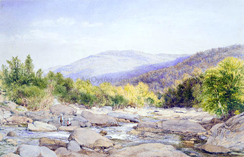  John William Hill Landscape: View on Catskill Creek - Canvas Print