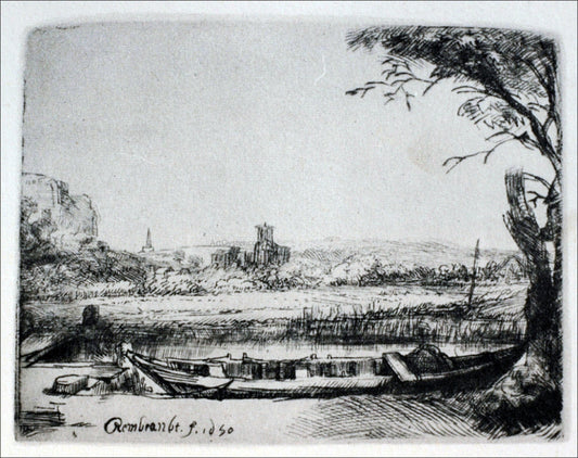  Rembrandt Van Rijn The Landscape with a Canal and Large Boat - Canvas Print