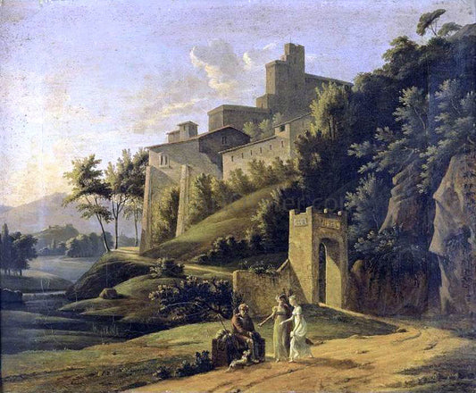  Jean Victor Bertin Landscape with a Fortress and a Beggar - Canvas Print