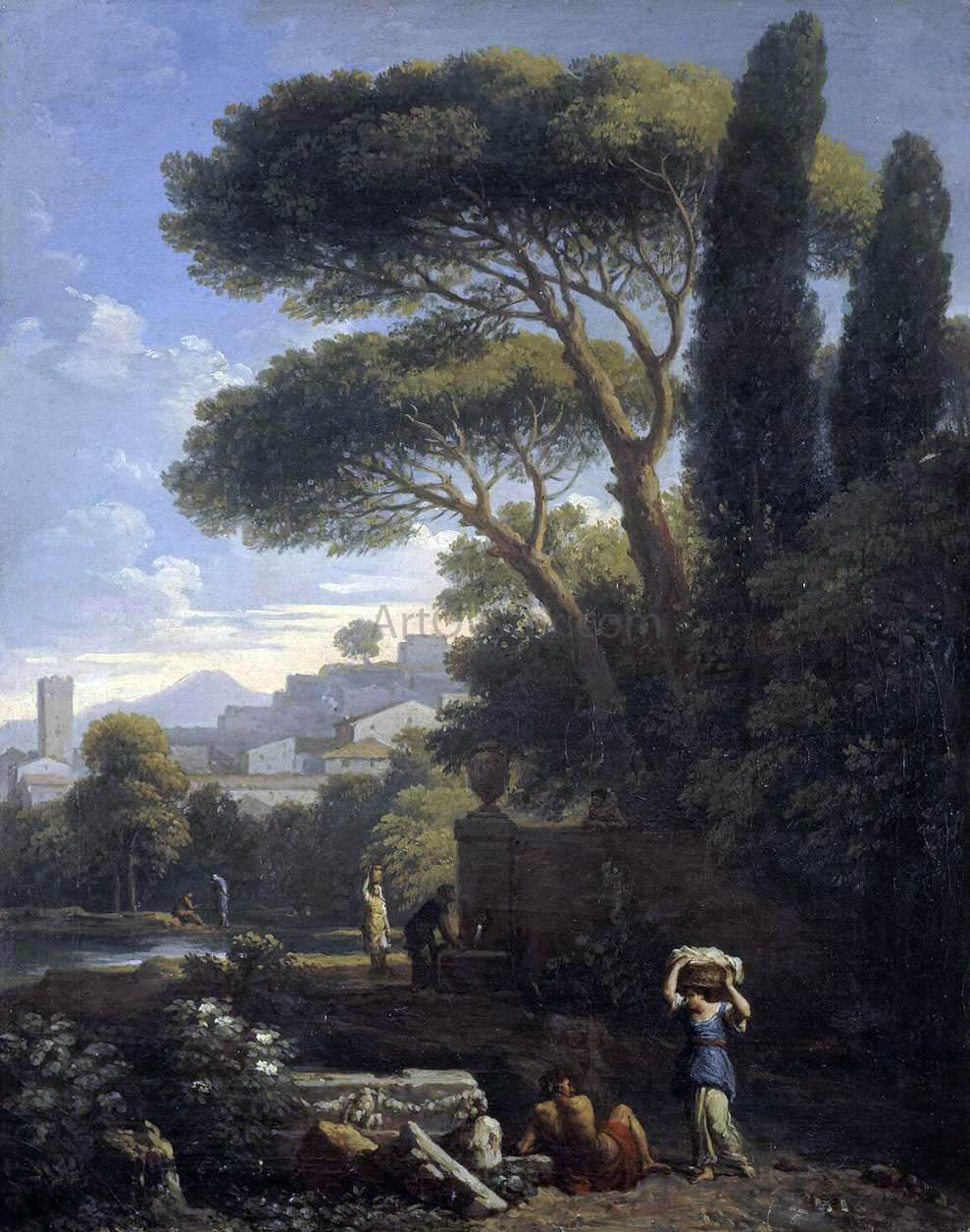  Jan Frans Van Bloemen Landscape with a Fountain - Canvas Print