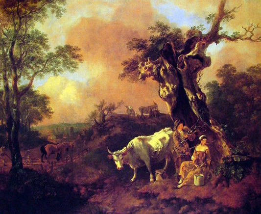  Thomas Gainsborough Landscape with a Woodcutter and Milkmaid - Canvas Print