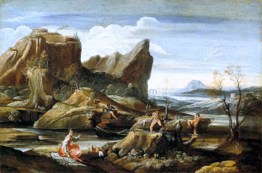  Antonio Carracci Landscape with Bathers - Canvas Print