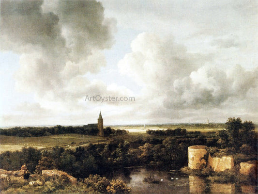  Jacob Van Ruisdael Landscape with Church and Ruined Castle - Canvas Print