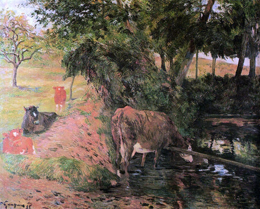  Paul Gauguin Landscape with Cows in an Orchard - Canvas Print