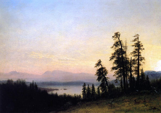  Albert Bierstadt Landscape with Deer, View of Estes Park, Colorado - Canvas Print