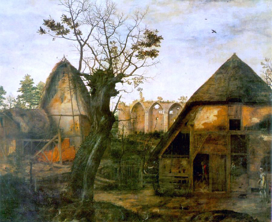  Cornelis Van Dalem Landscape with Farm - Canvas Print