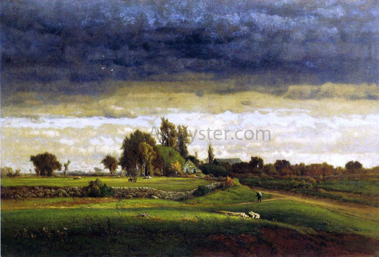  George Inness Landscape with Farmhouse - Canvas Print