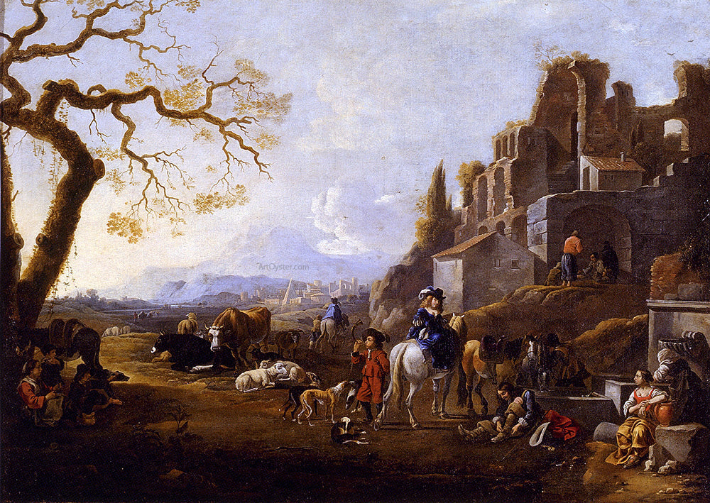  Anthonie Goubau Landscape With Figures - Canvas Print