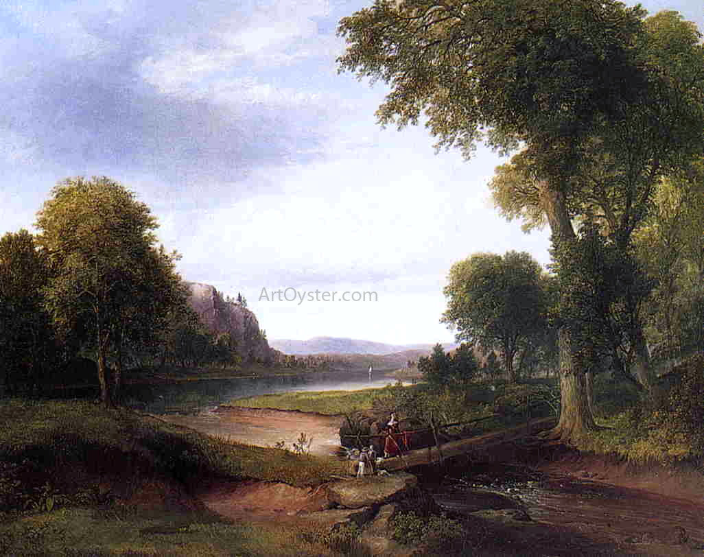  Thomas Doughty Landscape with Footbridge - Canvas Print