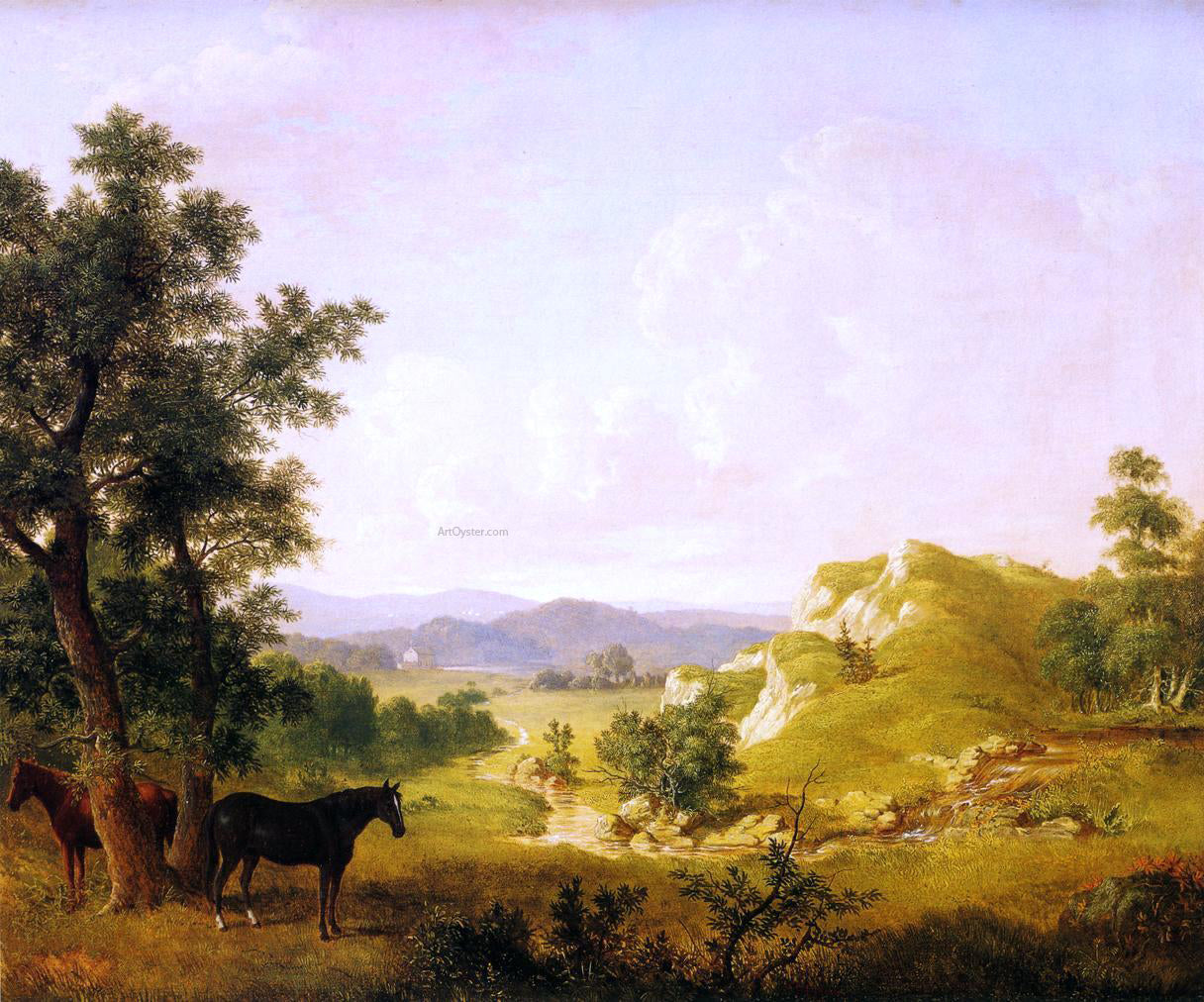  Thomas Hewes Hinckley Landscape with Horses - Canvas Print