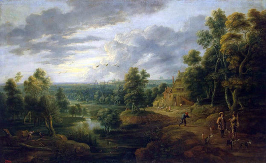  Lucas Van Uden Landscape with Hunters - Canvas Print