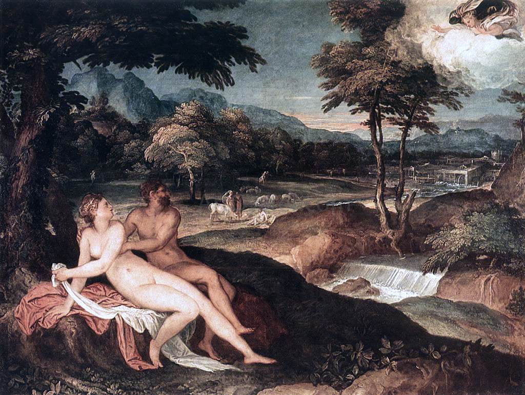  Lambert Sustris Landscape with Jupiter and Io - Canvas Print