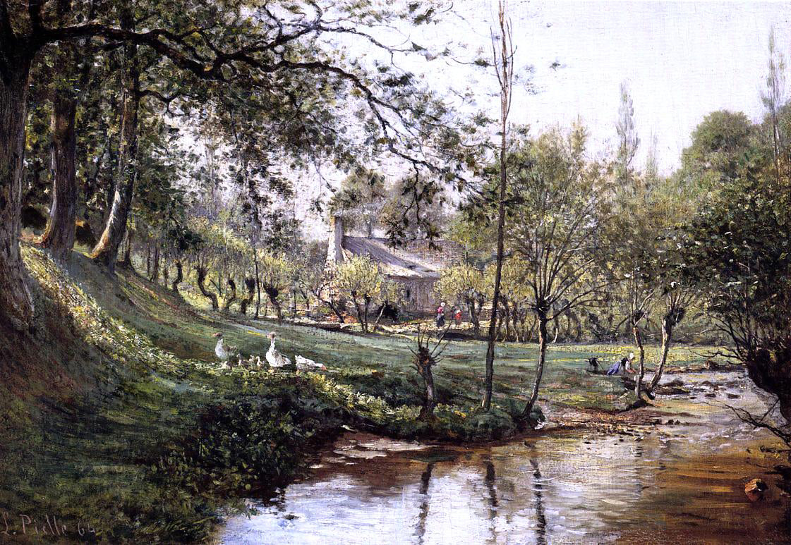  Ludovic Piette Landscape with Laundress - Canvas Print