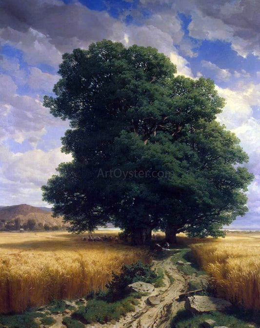  Alexandre Calame Landscape with Oaks - Canvas Print