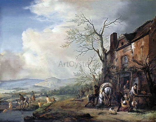  Philips Wouwerman Landscape with Peasants by a Cottage - Canvas Print