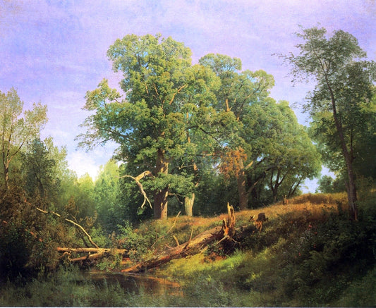  Herman Herzog Landscape with Prancing Deer - Canvas Print