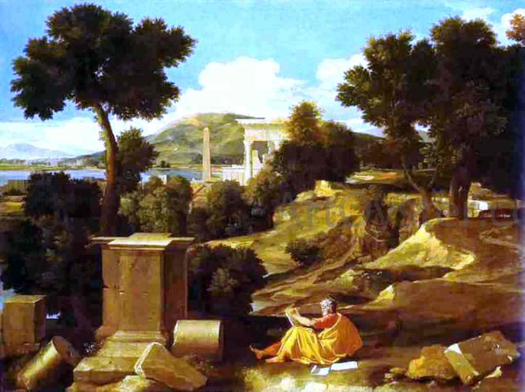  Nicolas Poussin Landscape with St. James in Patmos - Canvas Print