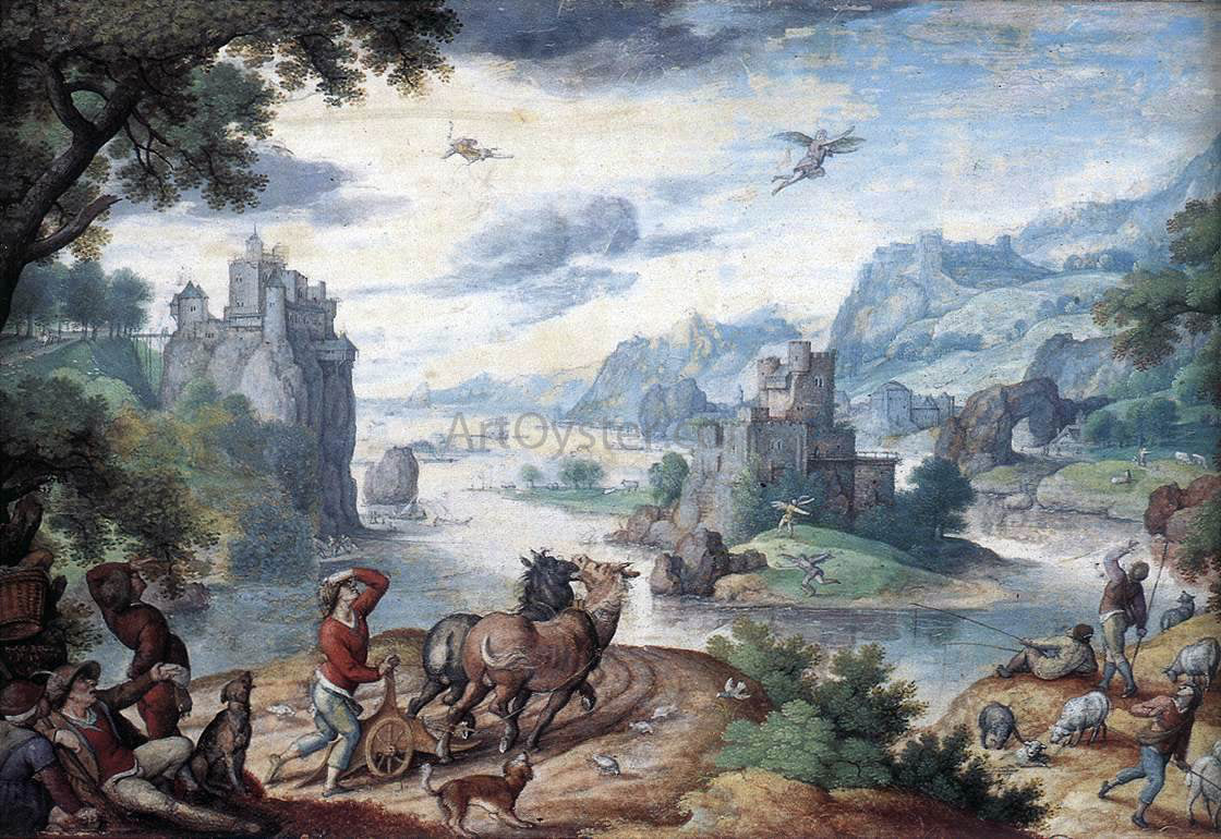  Hans Bol Landscape with the Fall of Icarus - Canvas Print