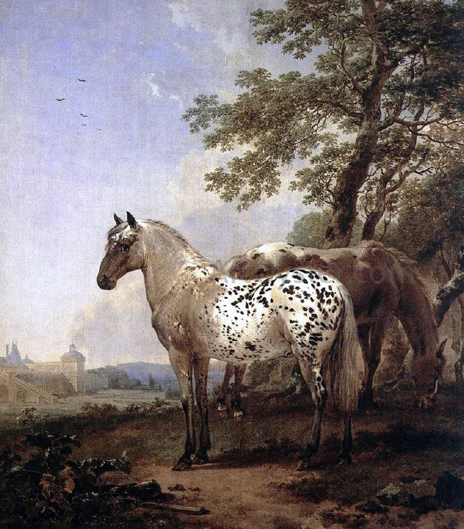  Nicolaes Berchem A Landscape with Two Horses - Canvas Print