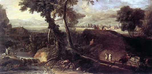  Marco Ricci Landscape with Washerwomen - Canvas Print