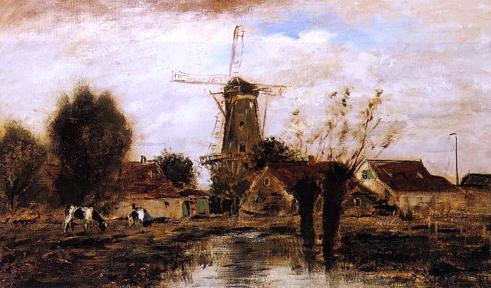  Johan Barthold Jongkind Landscape with Windmill - Canvas Print