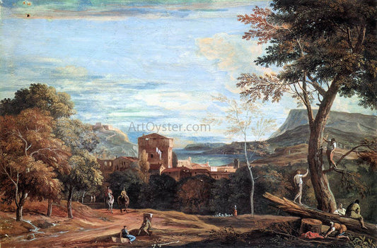  Marco Ricci Landscape with Woodcutters and Two Horsemen - Canvas Print