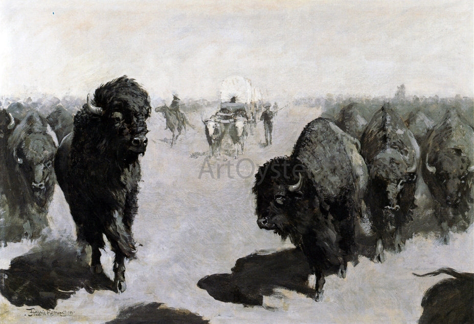  Frederic Remington Lane through the Buffalo Herd - Canvas Print