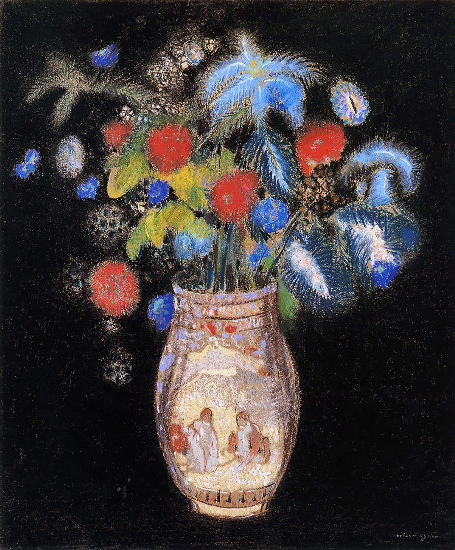  Odilon Redon Large Bouquet on a Black Background - Canvas Print