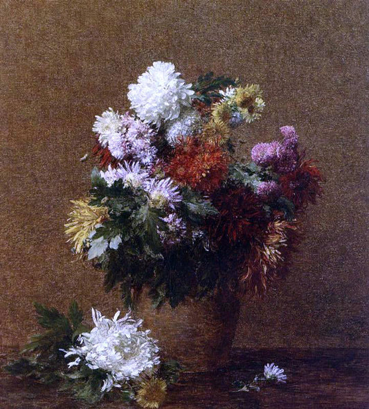  Henri Fantin-Latour Large Bouquet of Chrysanthemums - Canvas Print