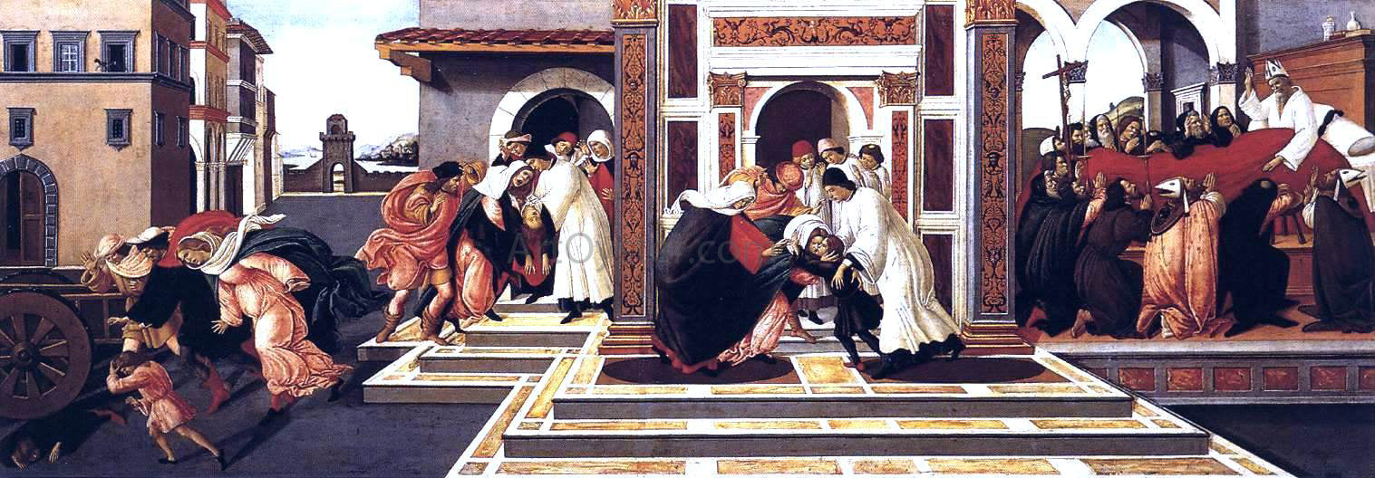  Sandro Botticelli Last Miracle and the Death of St Zenobius - Canvas Print