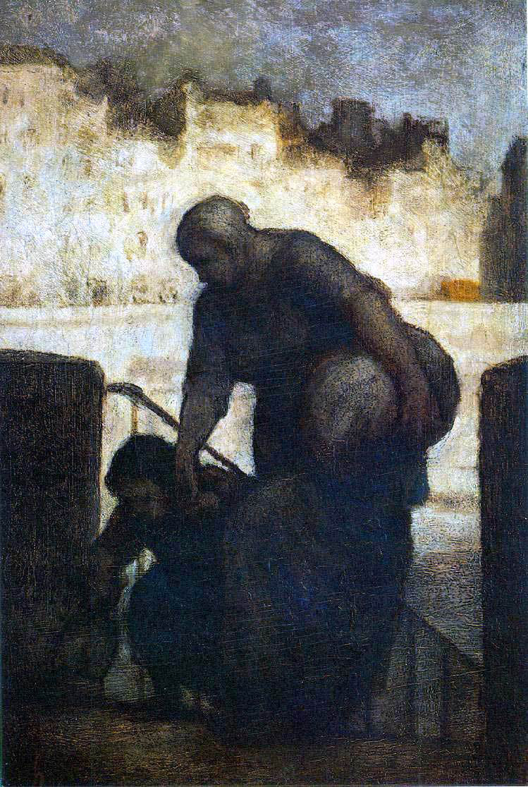  Honore Daumier Laundress on the Quai d'Anjou - Canvas Print