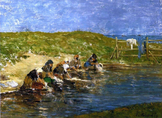  Eugene-Louis Boudin Laundresses by the Sea - Canvas Print