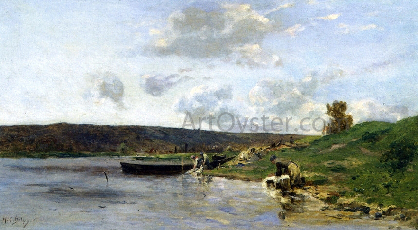  Hippolyte Camille Delpy Laundresses by the Water - Canvas Print